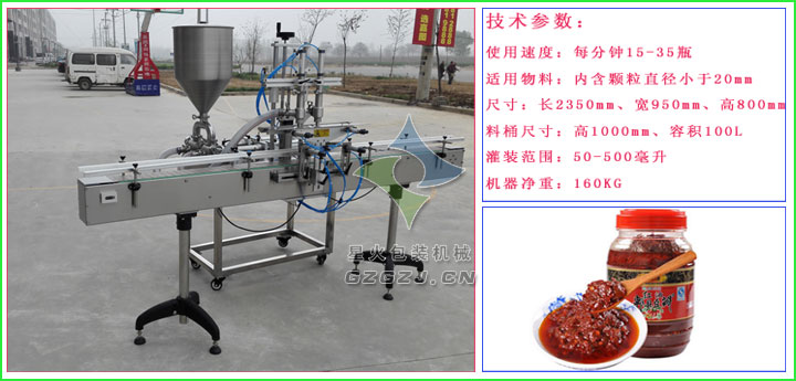 雙頭直線郫縣豆瓣自動(dòng)灌裝機(jī)